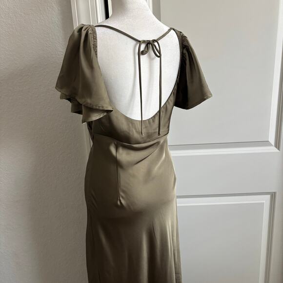 Showpo Women’s Olive Midi Slip Dress Sz 6 Wedding Guest Formal Cocktail - Picture 8 of 12